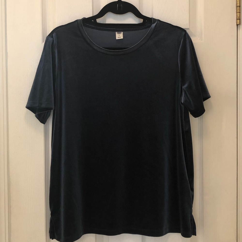 Navy blue velour top